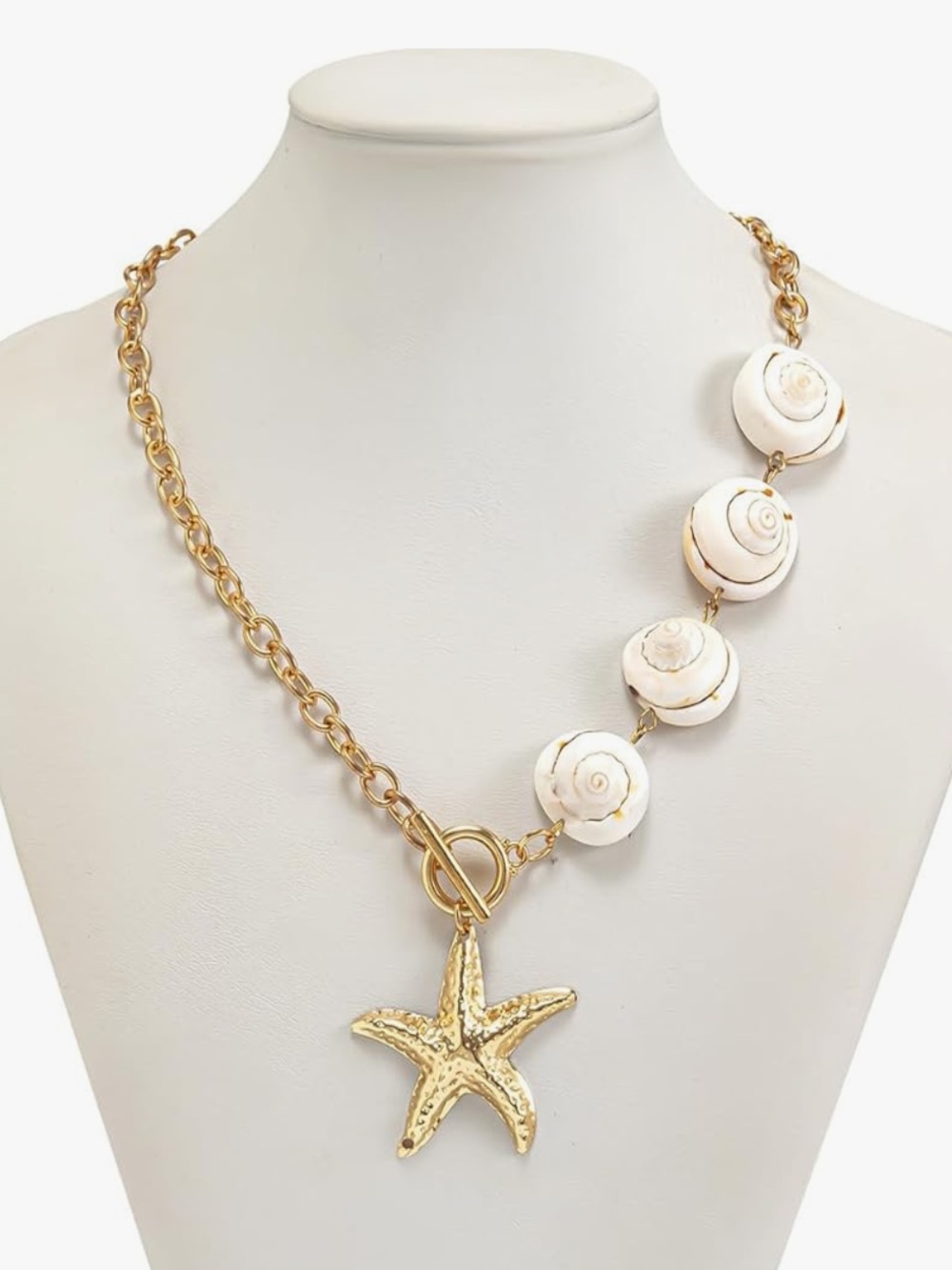 Chic Nation White Pearl Bead Choker with Starfish & Shell Charms - Picture 2 of 2